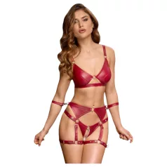   Cottelli Bondage - ensemble soutien-gorge brillant & menottes (rouge) - M