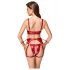 Cottelli Bondage - ensemble soutien-gorge brillant & menottes (rouge) - M