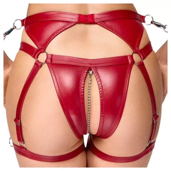 Cottelli Bondage - ensemble soutien-gorge brillant & menottes (rouge) - M