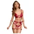 Cottelli Bondage - ensemble soutien-gorge brillant & menottes (rouge) - L