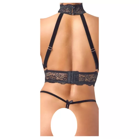Abierta Fina - ensemble lingerie ouverte avec chaînes - noir
