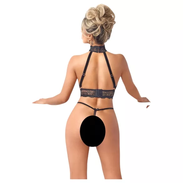 Abierta Fina - ensemble lingerie ouverte avec chaînes - noir - M