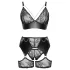 Cottelli Curves - ensemble lingerie dentelle et simili cuir - noir