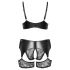 Cottelli Curves - ensemble lingerie dentelle et simili cuir - noir