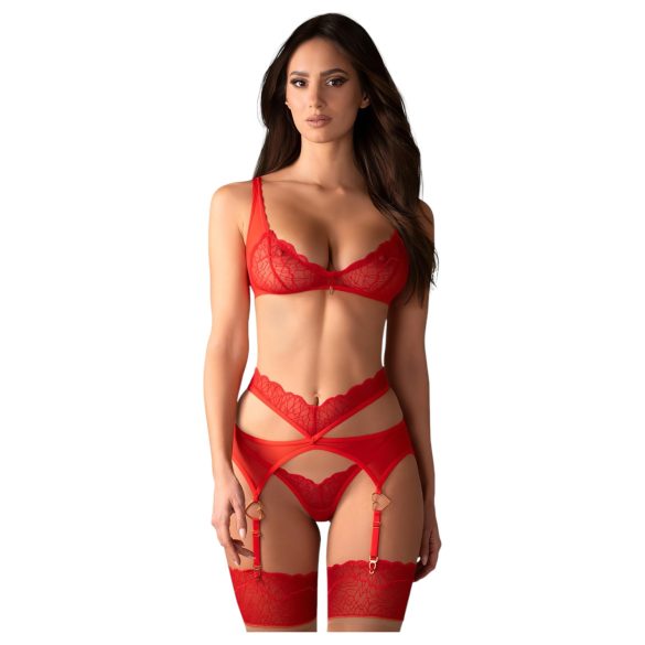 Obsessive Cupid Désir - ensemble de lingerie en dentelle (rouge)
