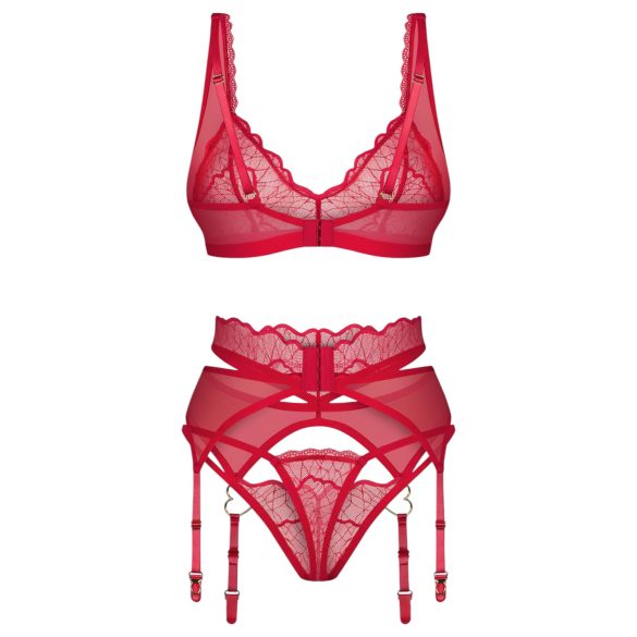 Obsessive Cupid Desir - ensemble lingerie en dentelle (rouge) - L/XL