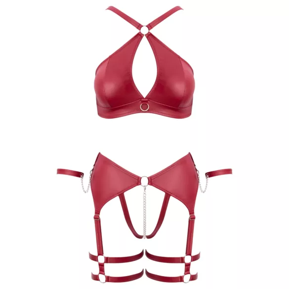 Cottelli Bondage - ensemble soutien-gorge croisé - rouge