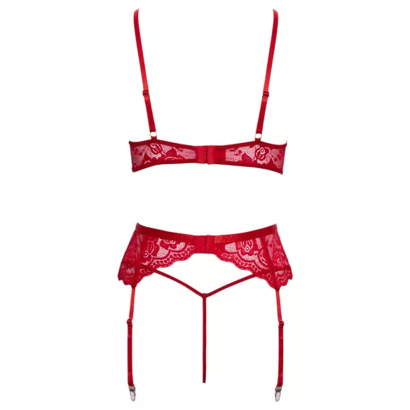 Cottelli - ensemble lingerie Noël dentelle - soutien-gorge et culotte - rouge