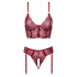 Cottelli - ensemble deux pièces en dentelle avec porte-jarretelles (rouge) - L