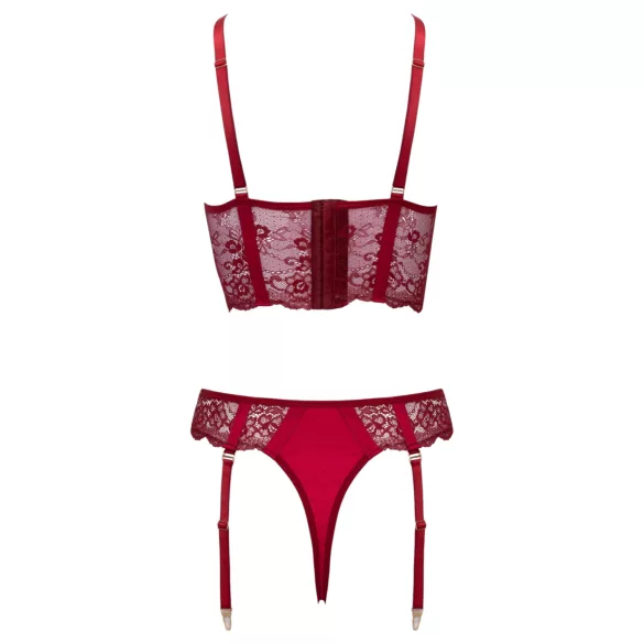 Cottelli - ensemble deux pièces en dentelle avec porte-jarretelles (rouge) - L