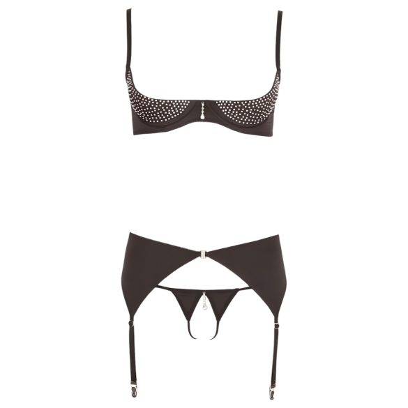 Ensemble Lingerie Éclatante avec Pierres (Noir)