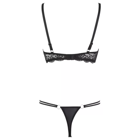 Cottelli - soutien-gorge ouvert à bretelles avec anneaux et string - noir - 85C/L