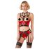Abierta Fina - Ensemble soutien-gorge ouvert avec anneaux (rouge) - 80C/M