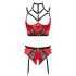 Abierta Fina - Ensemble soutien-gorge ouvert avec anneaux (rouge) - 85C/L
