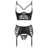 Abierta Fina - ensemble lingerie étincelant dentelle à bretelles (noir) - 80B/M