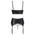 Abierta Fina - ensemble lingerie étincelant dentelle à bretelles (noir) - 80B/M
