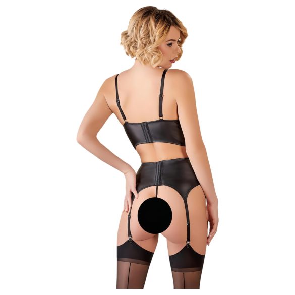 Abierta Fina - ensemble lingerie dentelle à bretelles strass - noir - 80C/M