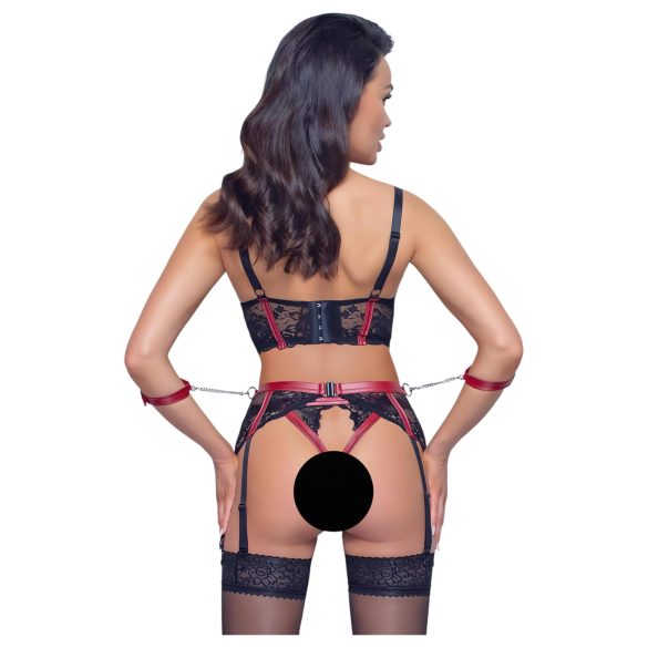 Cottelli Bondage - ensemble soutien-gorge ouvert dentelle rouge mat - M
