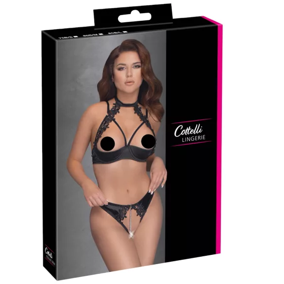 Cottelli - soutien-gorge balconnet en dentelle avec tour de cou - noir