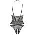Abierta Fina - string ouvert et corset (noir)