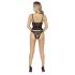 Abierta Fina - string ouvert et corset (noir) - M