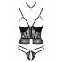 Abierta Fina - string ouvert et corset (noir) - L