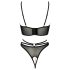 / Abierta Fina - soutien-gorge ouvert et string (noir-doré) - M