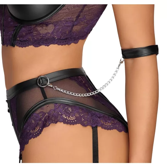 Cottelli Bondage - ensemble soutien-gorge et menottes de bras (noir-violet)