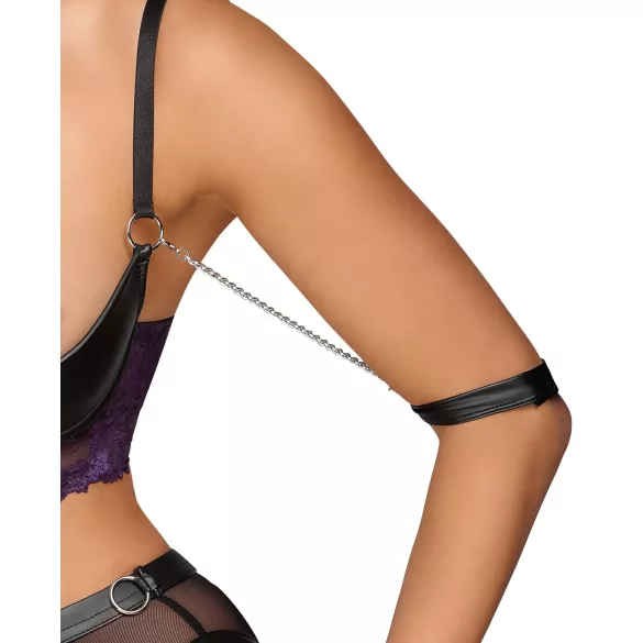 Cottelli Bondage - ensemble soutien-gorge et menottes de bras (noir-violet)