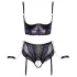 Cottelli Bondage - ensemble soutien-gorge et menottes de bras (noir-violet)