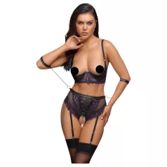   Cottelli Bondage - ensemble soutien-gorge et menottes de bras (noir-violet) - M