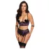 Cottelli Bondage - ensemble soutien-gorge et menottes de bras (noir-violet) - M