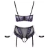 Cottelli Bondage - ensemble soutien-gorge et menottes de bras (noir-violet) - XL