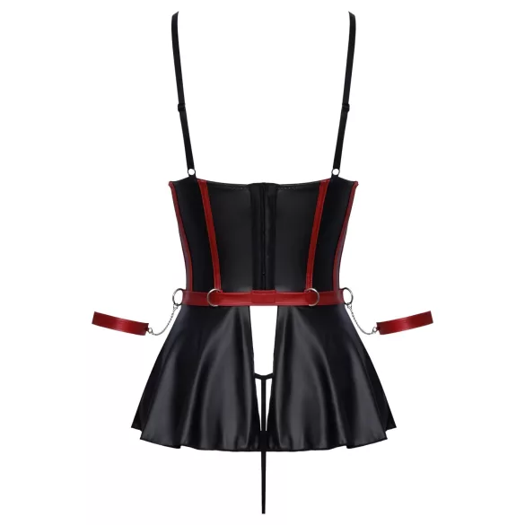 Cottelli Bondage - set lingerie brillant avec menottes - noir