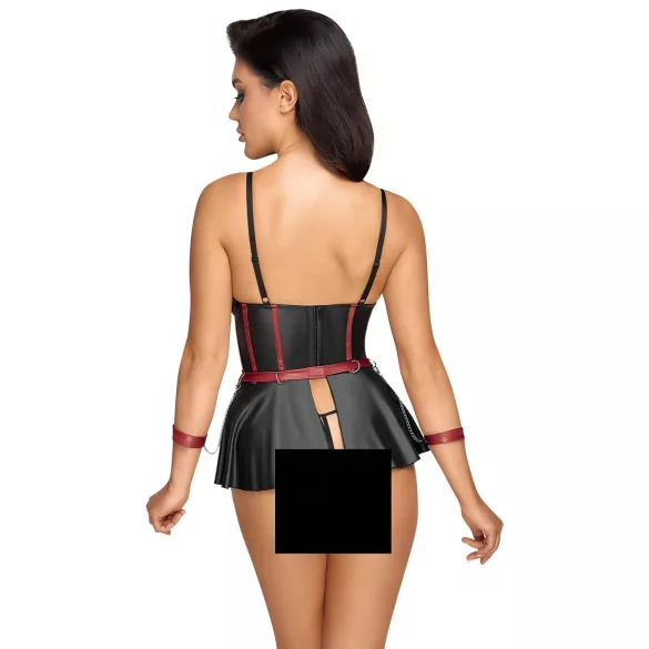 Cottelli Bondage - set lingerie brillant avec menottes - noir