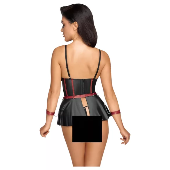 Cottelli Bondage - ensemble brillant avec menottes de bras (noir)