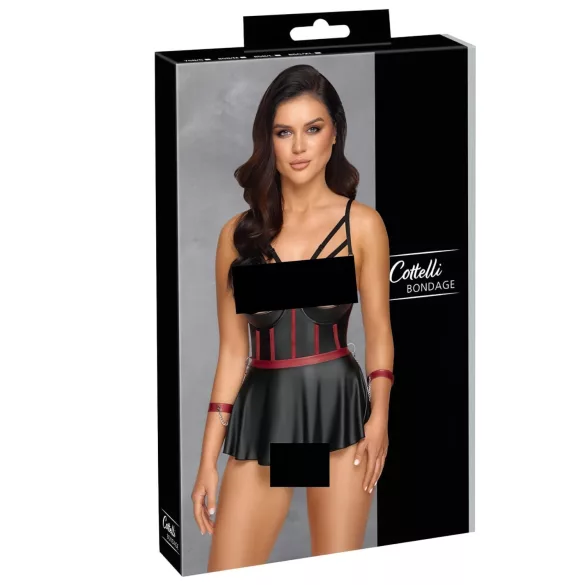 Cottelli Bondage - ensemble brillant avec menottes de bras (noir) - 80B/M