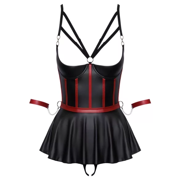 Cottelli Bondage - set lingerie brillant avec menottes - noir - 80B/M