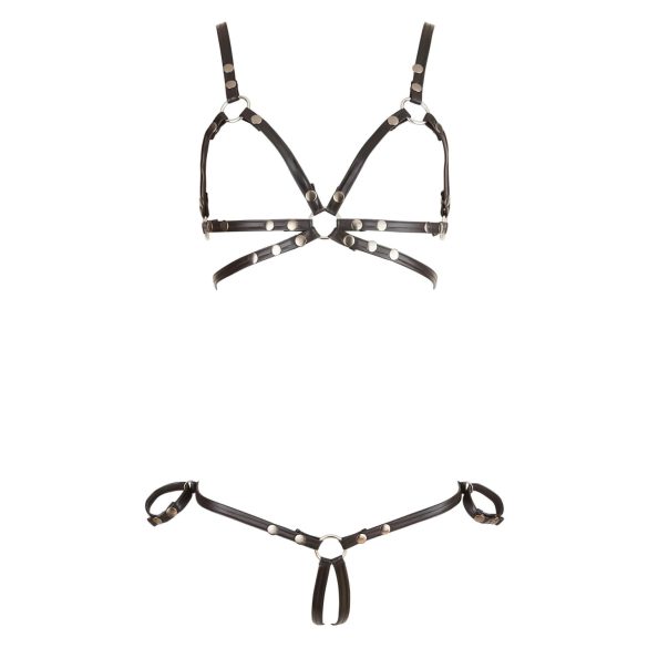 Cottelli Bondage - harnais corporel bikini brillant - noir - XL