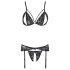 Cottelli - Ensemble lingerie ouvert en dentelle (noir)