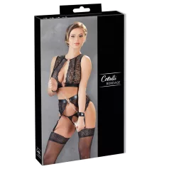   Cottelli Bondage - ensemble de lingerie en dentelle + menottes (4 pièces)