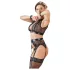 Cottelli Bondage - ensemble de lingerie en dentelle + menottes (4 pièces) - L