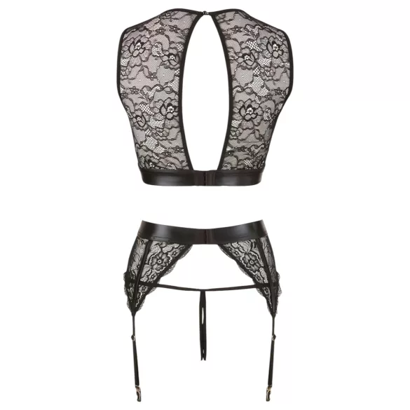 Cottelli Bondage - ensemble de lingerie en dentelle + menottes (4 pièces) - L