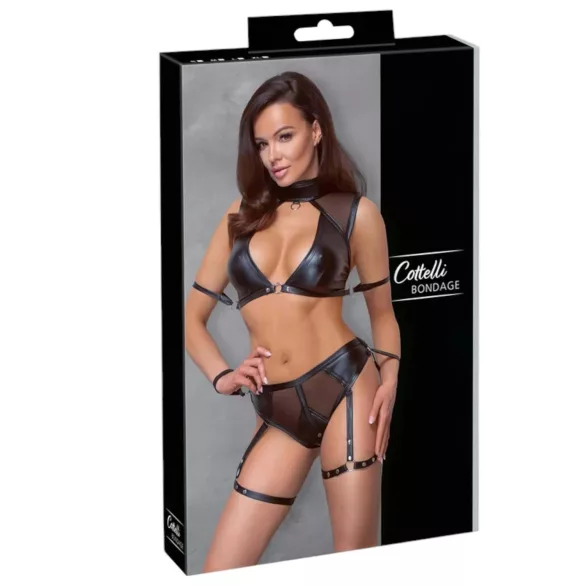 Cottelli Bondage - Ensemble soutien-gorge avec filet (noir) - XL