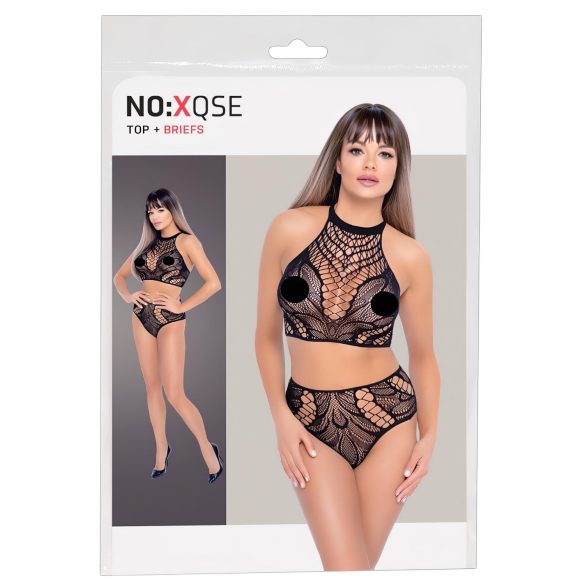 NO:XQSE - robe filet deux pièces noire (S-L)