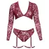 Cottelli Curves - ensemble lingerie dentelle manches longues - rouge - 3XL