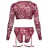 Cottelli Curves - ensemble lingerie dentelle manches longues - rouge - 3XL