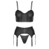 Cottelli - corset à fermeture éclair, porte-jarretelles et string (noir) - M