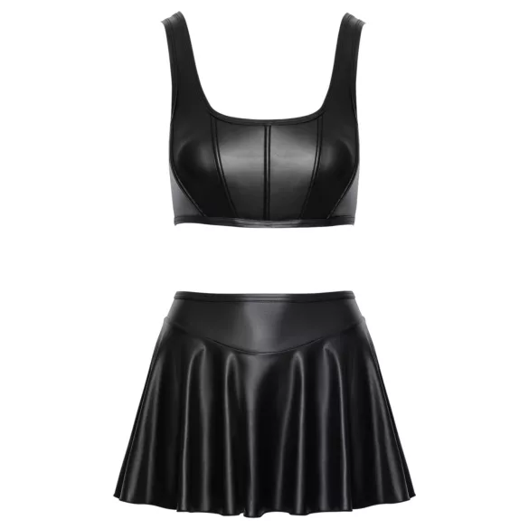 Cottelli - ensemble top mat lacé et minijupe (noir) - M