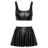 Cottelli - ensemble top mat lacé et minijupe (noir) - M